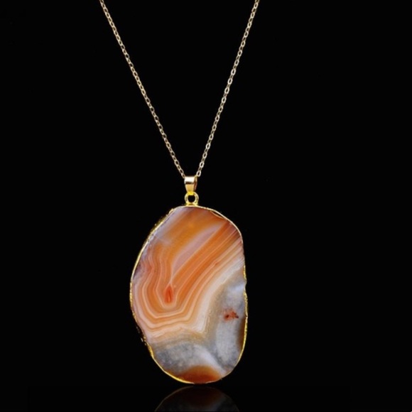 Free People Jewelry - Natural stone Pendant on 18kgp Chain